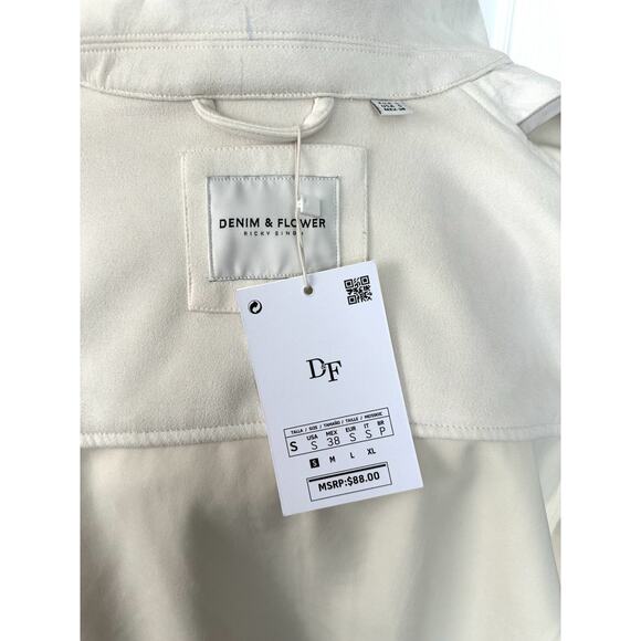 Men’s Denim & Flower Ricky Singh Beige Faux Suede Bomber Jacket Size Small - Picture 5 of 7